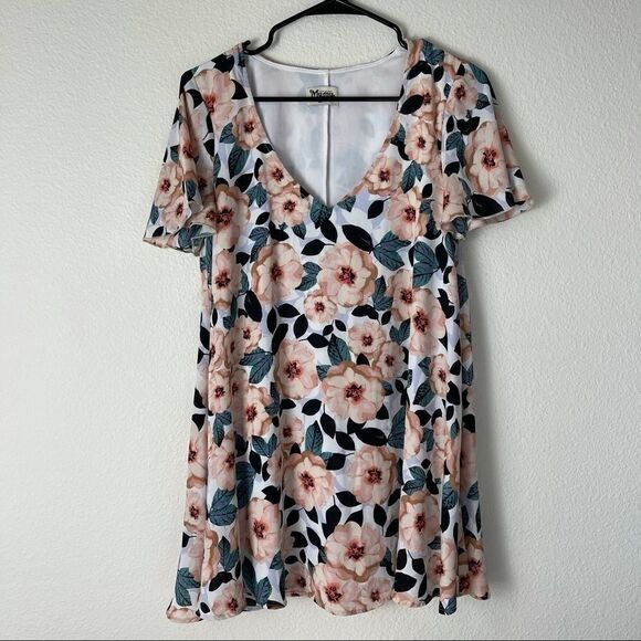 Show Me Your MuMu Floral Multicolored V Neck Flutter Sleeve Mini Dress Sz XS - Picture 1 of 8
